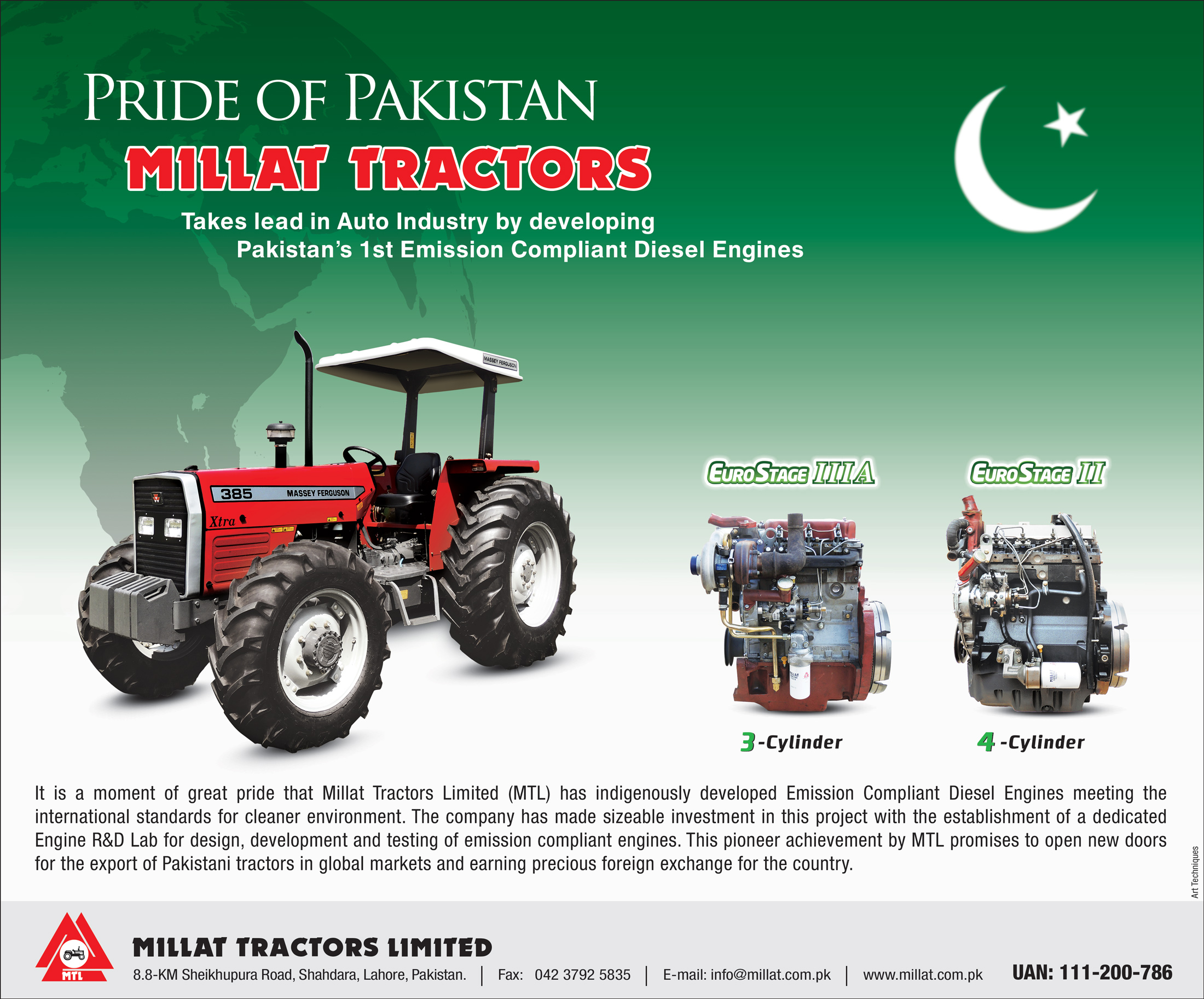 Press ad at launch of Emission Compliant Diesel Engines & Export Tractor Models